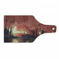thumbnail image 1 of Nature Cutting Board, Enchanted Mist Forest with Shady Autumn Trees at Night Paint Art, Decorative Tempered Glass Cutting and Serving Board, Wine Bottle Shape, Brown and Ruby, by Ambesonne, 1 of 1