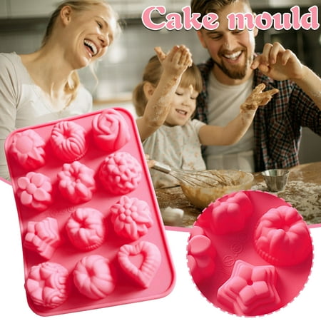

NIUREDLTD Molds Flower-Shaped Silicone DIY Molds With Different 12 Mooncake Cake Mould