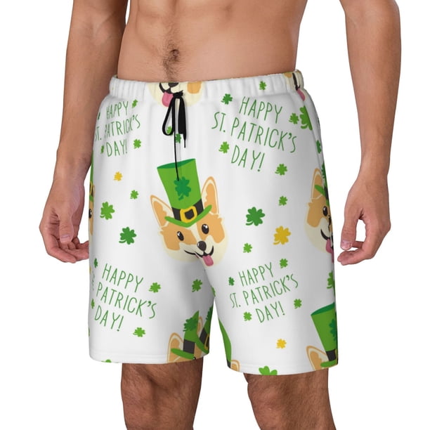 Fotbe happy dog. St. Patricks Day Traje de Baño para Hombre – Shorts de Natación de Secado Rápido con Forro y Bolsillos-XX-Large
