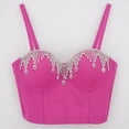 thumbnail image 2 of AOMPMSDX 2 Pack Tank Tops For Women Sexy Deep V With Encrusted Shape And Shape Sexy Hot Girl Nightclub Top Hot Pink Dressy Casual Cami Blouse L, 2 of 3