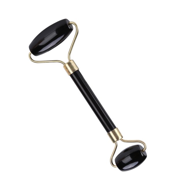 Rodillo de jade natural 1 pieza Jade natural Rodillo de belleza de doble cabeza Rodillo de jade Masa ello Masajeador Herramienta(Negro) rodillo de jade Spptty cuidado personal