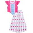 thumbnail image 4 of Halloween Costume Little Shepherdess Cosplay Outfits Flutter Sleeve Pink Top with White Polka Dot Long Skirt Set for Halloween Dress Up,Size 110, 4 of 7