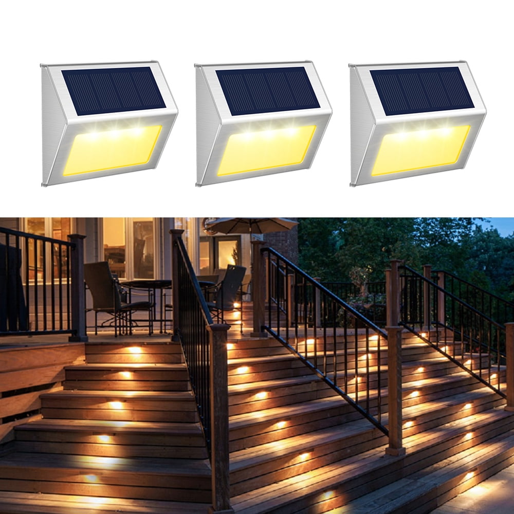 JSOT 8pcs Solar Fence Lights, Wall Mount Deck LED Lights Solar Powered