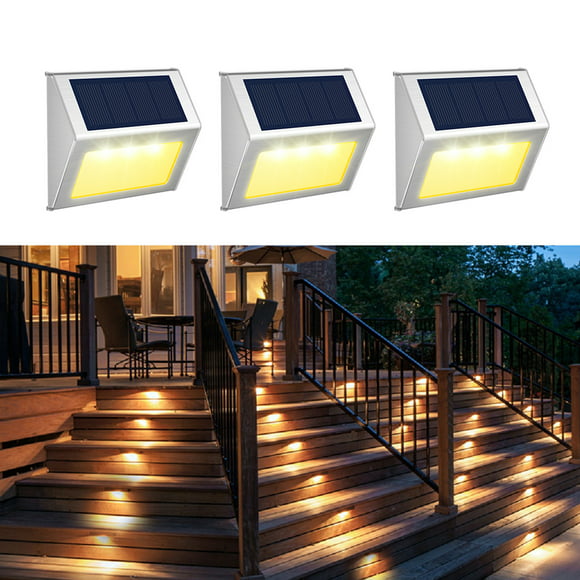 JSOT 8pcs Solar Fence Lights, Wall Mount Deck LED Lights Solar Powered Waterproof White Outdoor Wall Lights for Fence Garage Porch House