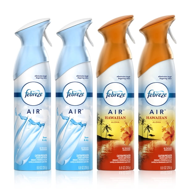 Febreze Air Freshener Spray, Linen & Sky and Hawaiian Aloha, 4 ct