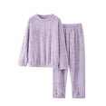 thumbnail image 6 of QIYAGBSA Fleece Pajama Set for Women Soft Warm Jacquard Long Sleeve Top and Pants (Purple, S), 6 of 6