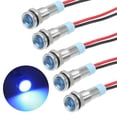 thumbnail image 3 of 5pcs 6mm 1/4" Car Interior LED Indicator Lights 12-24V Flat Head Signal Lamp with 150mm Cable Blue, 3 of 6