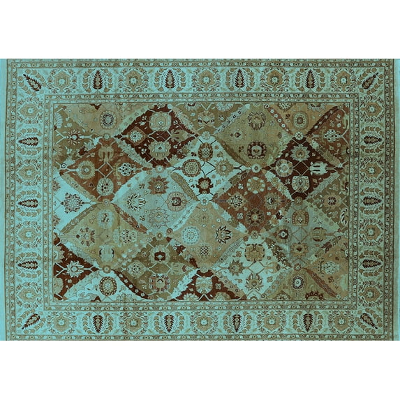 Ahgly Company Indoor Rectangle Oriental Light Blue Industrial Area Rugs, 4' x 6'