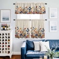 thumbnail image 2 of Blue and Kitchen Curtains Valances and Tiers Set of 3 Yellow Poppy Watercolor Floral Plants Retro Linen Tier Curtains and Valance with Rod Pocket for Small Windows, 27.5"x36", 2 of 9