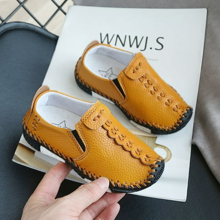 

NWQKYZGH Toddler Shoes Clearance Fashion Sneakers Children Big Kids Girls Boys Soft Leather Shoes Casual Flats Brown 29