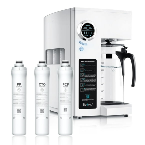 RO100ROPOT Reverse Osmosis System Countertop Water Filter, with ROPOT 1-Year Replacement Filter Set, Bundle
