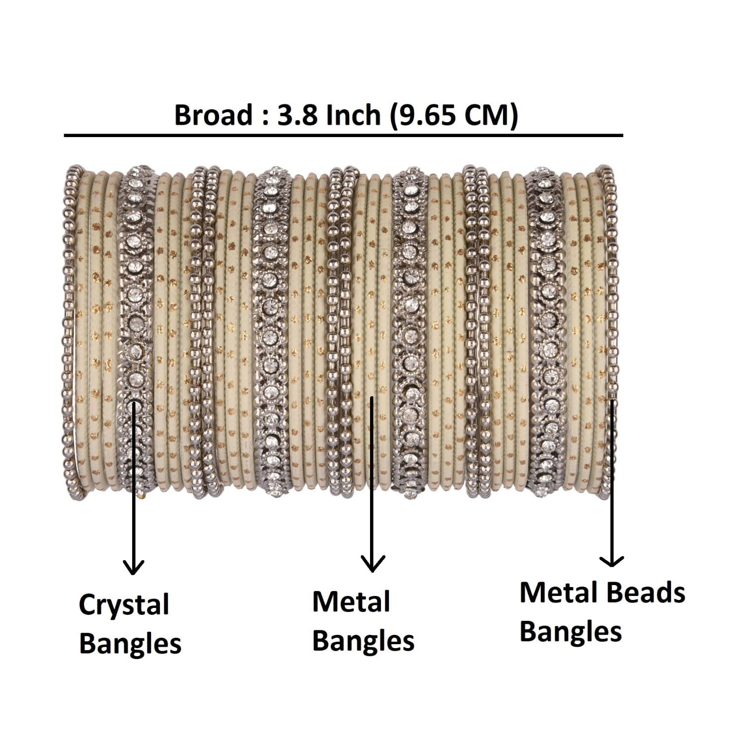 Efulgenz Indian Bangle Set Rhinestone Crystal Oxidized Bracelet