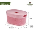 thumbnail image 2 of Oliveware Bingo Basket BPA Free Stackable Storage Organisers With Lids, For Clothes, Toys, Stationary, Set of 2 (Small) - 3.24Litere (Pink), 2 of 5