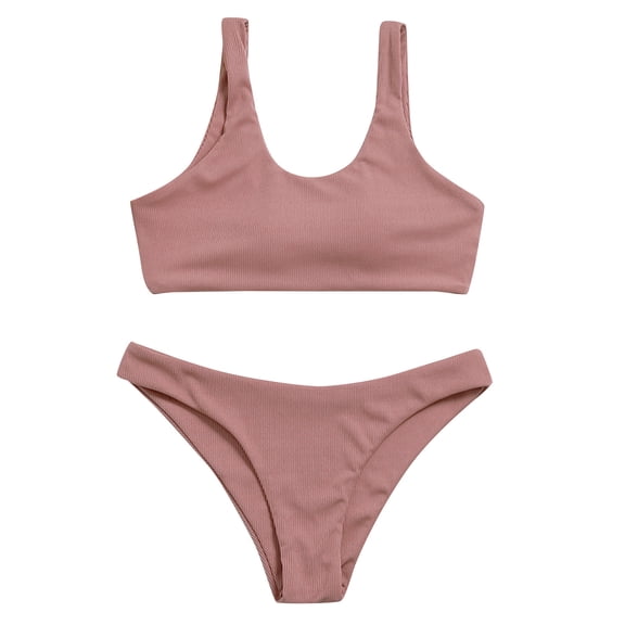 Sngxgn Women's Bikini Swimsuit Front Cross up Two Piece Bathing Suit(Pink,M)