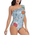 thumbnail image 3 of Wukai Sea Turtle Chic One Shoulder Swimwear with Ruffle Design and Tummy Control Skirt: Fashionable, Supportive, Comfortable for Beach-Small, 3 of 7