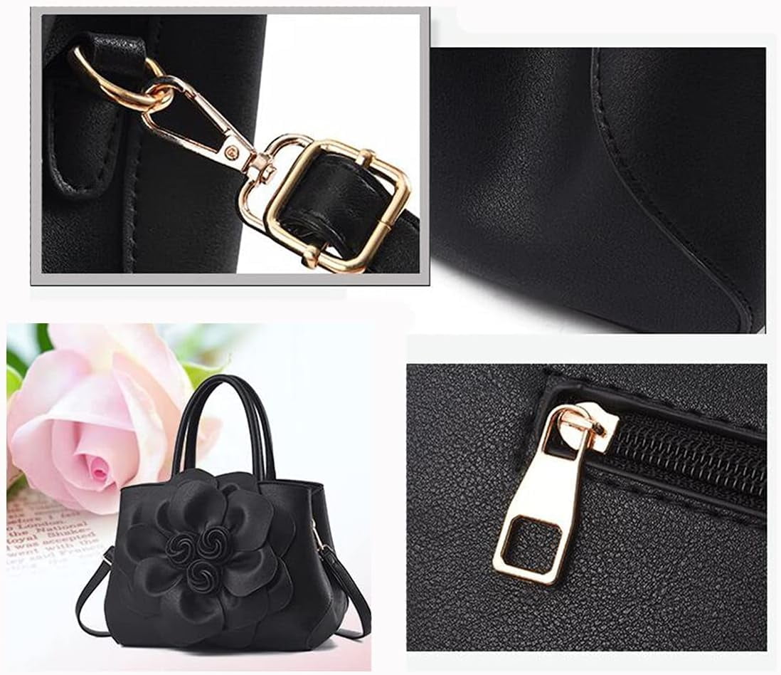 Kwuty Tote Top-handle Handbags for Women 3D Floral Purse PU Leather Hobo Crossbody Shoulder Bag Satchel