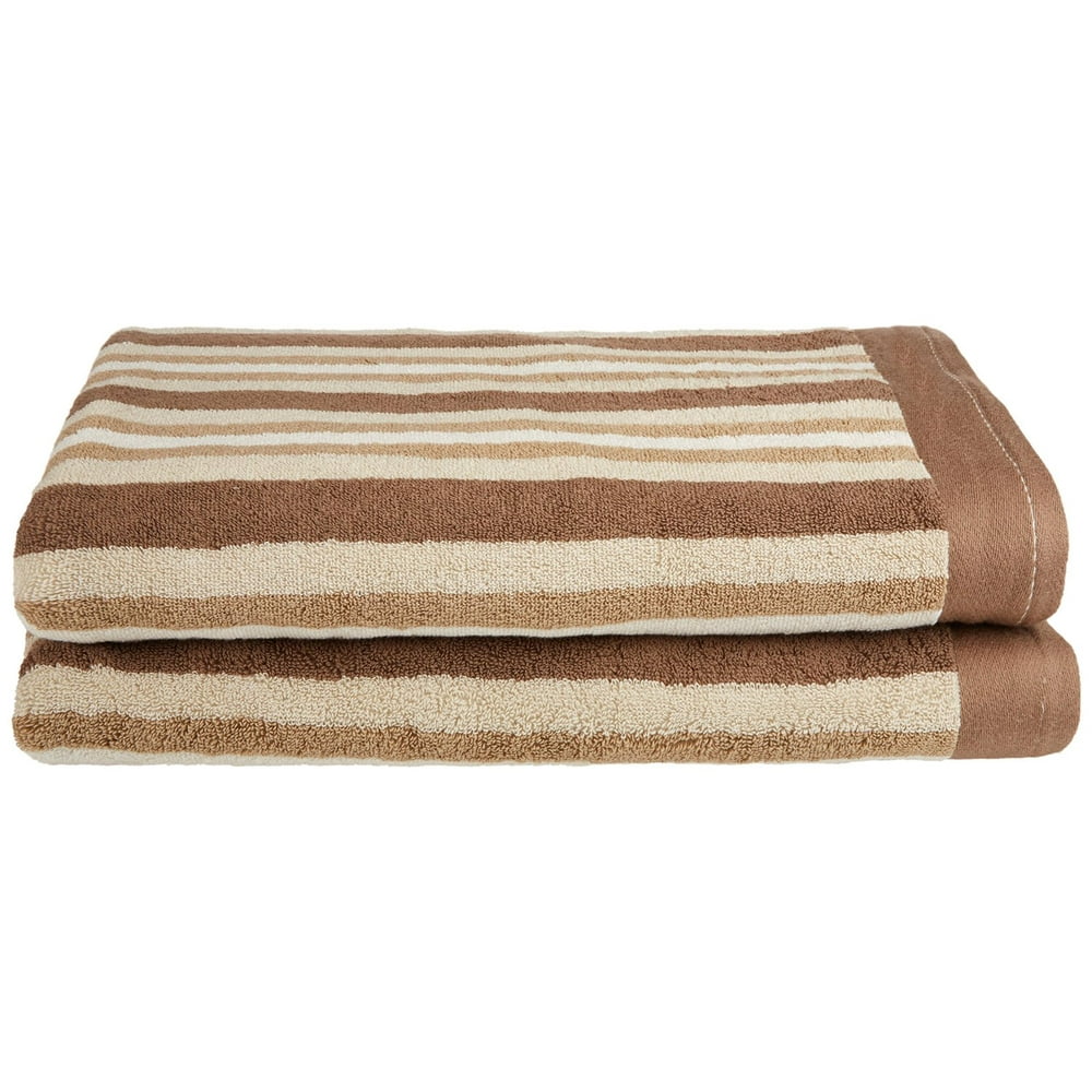 Stripes 100 Combed Cotton 2Piece Bath Towel Set Chocolate Walmart