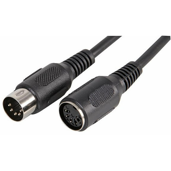 PRO SIGNAL - 5 Pin 180 Degree Male to Female DIN Lead, 1.2m Black
