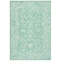 SAFAVIEH Courtyard Darin Botanical Indoor/Outdoor Area Rug, Green/Ivory, 2'7" x 5'