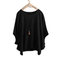 thumbnail image 5 of LEKODE Womens Summer Shirt Loose Dressy Casual Tops Plus Size Tops Breathable Shirts Vintage Tshirts Batwing Tops for Women Outfits Beach Vacation Clothes Black L, 5 of 6