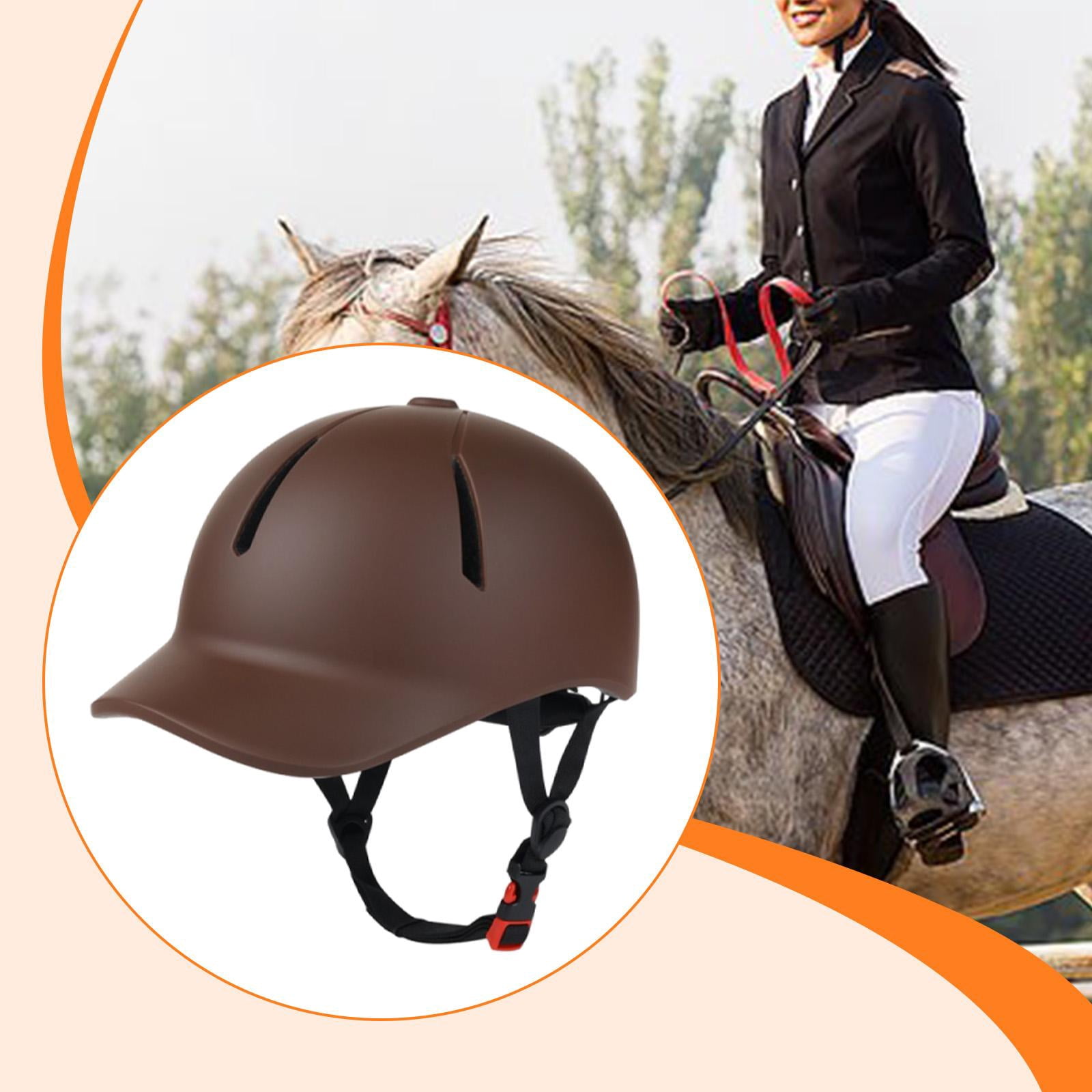 QSTDGVPW Equestrian Helmet Adjustable Riding Cap Breathable Lightweight Comfortable Horse coffee S