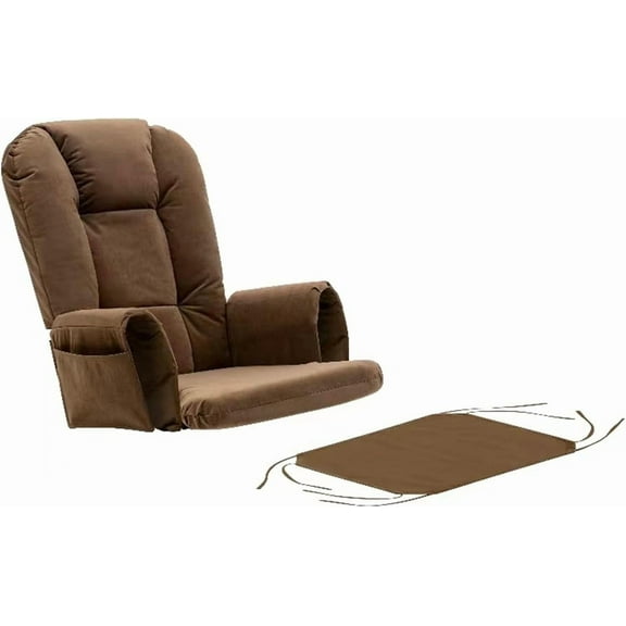 Aorsher 5PCS Glider Rocker Replacement Cushions Set with Ottoman Cover, Extra Thick, Supportive & Non-Slip, Includes Storage Side Pockets, Machine Washable Velvet Cushions for Rocking Chair, Recliner