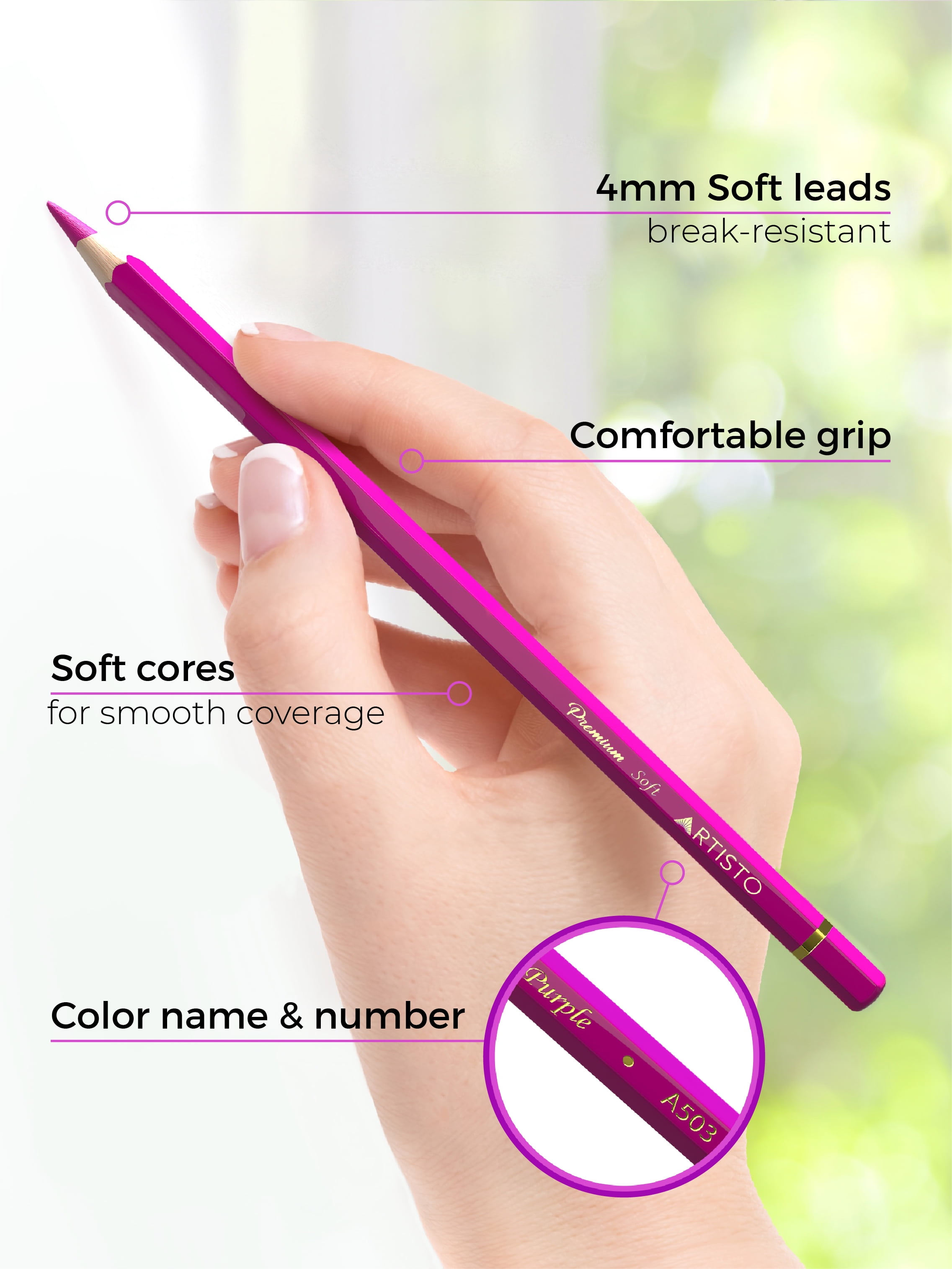 Artisto Premium Colored Pencils Set of 72, Quality 4mm Soft Core