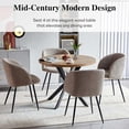 thumbnail image 3 of NORDICANA 5 Pieces 37-Inch Round Dining Table and Upholstered Chairs for Four Person, MDF Table-top, Light Brown Fuzzy Sherpa Armchairs with Black Metal Leg for Kitchen, Reception Room, 3 of 9