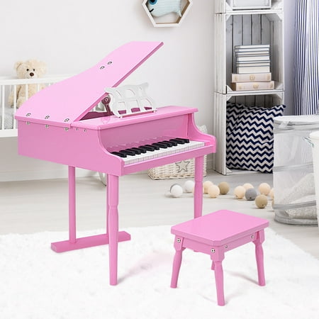 30 key Childs Toy Grand Baby Piano w/ Kids Bench Wood