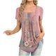 thumbnail image 2 of Fiudx Tops para Mujer Blusa Holgada de Manga Corta con Cuello Redondo Informal Estampada a La Moda para Mujer, 2 of 5