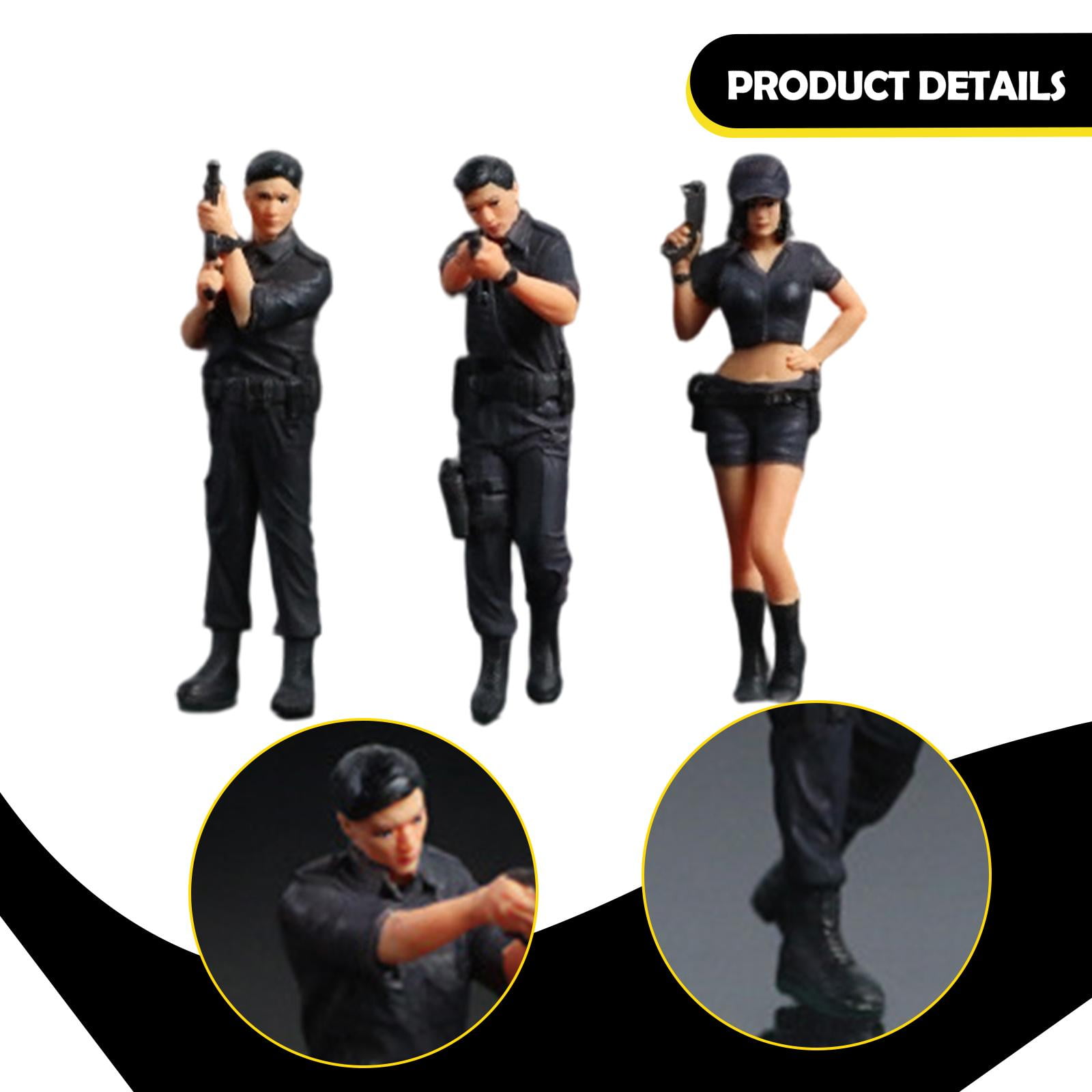 3 Pieces Miniature People Figure Special Agent Resin Material for Micro Landscape Decor Dollhouse Scene