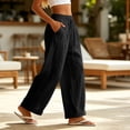 thumbnail image 5 of Sahpxhe Cotton Linen Pants Women Loose Wide Leg Comfy Palazzo Pants Breathable Casual Long Trousers Black XL, 5 of 8
