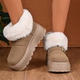 thumbnail image 3 of SYMOID Womens Khaki Warm Platform Ankle Snow Boots - Faux Faux Fur Collar Fleece Lined with Anti-Slip Rubber Sole Gold Buckle Winter Boots,Size 36, 3 of 9