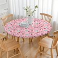 thumbnail image 3 of Pink Cow Milk Strawberry Pattern Round Fitted Tablecloth with Elastic Edge,Dining Table Cover Waterproof,Outdoor Round Tablecloth for Camping,Dining,Indoor and Outdoor, 3 of 7