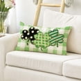 thumbnail image 5 of St Patricks Day Clover Buffalo Plaid Throw Pillow Cover, 12 x 20 Inch Polka Dot Shamrock Cushion Case Decoration for Sofa Couch, 5 of 6