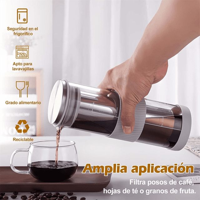 Cold Brew Coffee Maker Mason Jar Pitcher 800ML Stainless Steel Filter with Cup Brush Cold Brew Pitcher for Fruits Tea