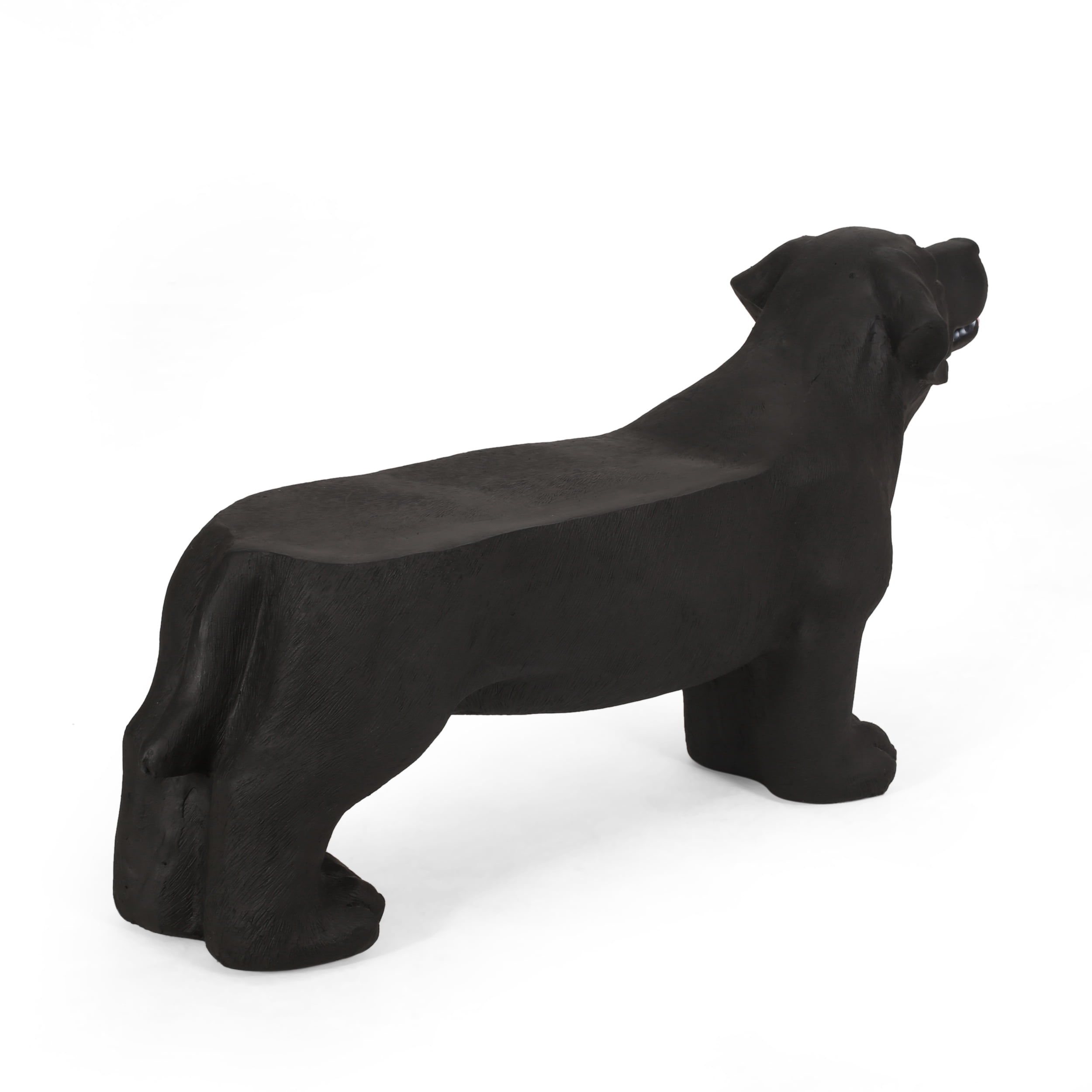 Outdoor Animal Shaped Rest Bench, Solid Wood Craft Seat for Patio Garden, Black