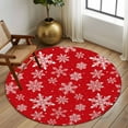 thumbnail image 3 of Red White Snowflake Christmas Round Rug 5ft Washable Circle Kitchen Rugs Non Slip Winter Xmas Snowflakes Large Area Rug Indoor Floor Carpet for Bedroom Living Room Home Office Dining Room Nursery, 3 of 8