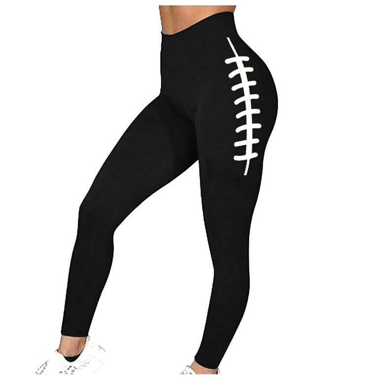 Christmas Deals 2023! Compression Leggings For Women Plus Size, Game Day  Pants Women Black Football Tights,Tummy Control Football Leggings Women