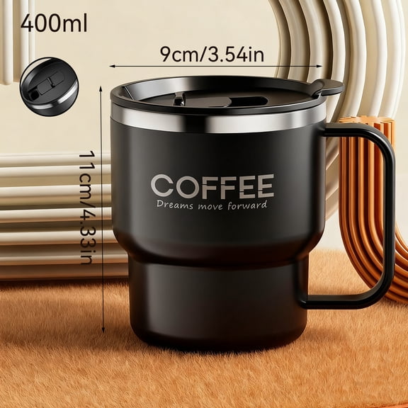 400ML 304 Stainless Steel Insulated Coffee Mug, Double-Wall Travel Cup with Lid for Coffee, Milk, Tea and Water