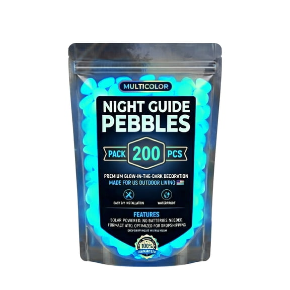 Forestwhale 0.59" Glow in the Dark Pebbles 200 Pcs Luminous Garden Stones Resin Glowing Rocks for Outdoor Landscaping Aquarium Decor and Succulent Planters Blue