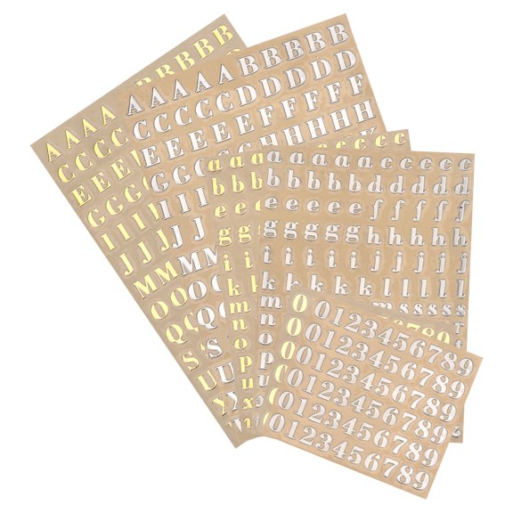 Alphabet Letter Number Sticker 6 Sheets Mini Resin Stickers Glitter Self Adhesive for Epoxy Resin Scrapbooking 1/8"