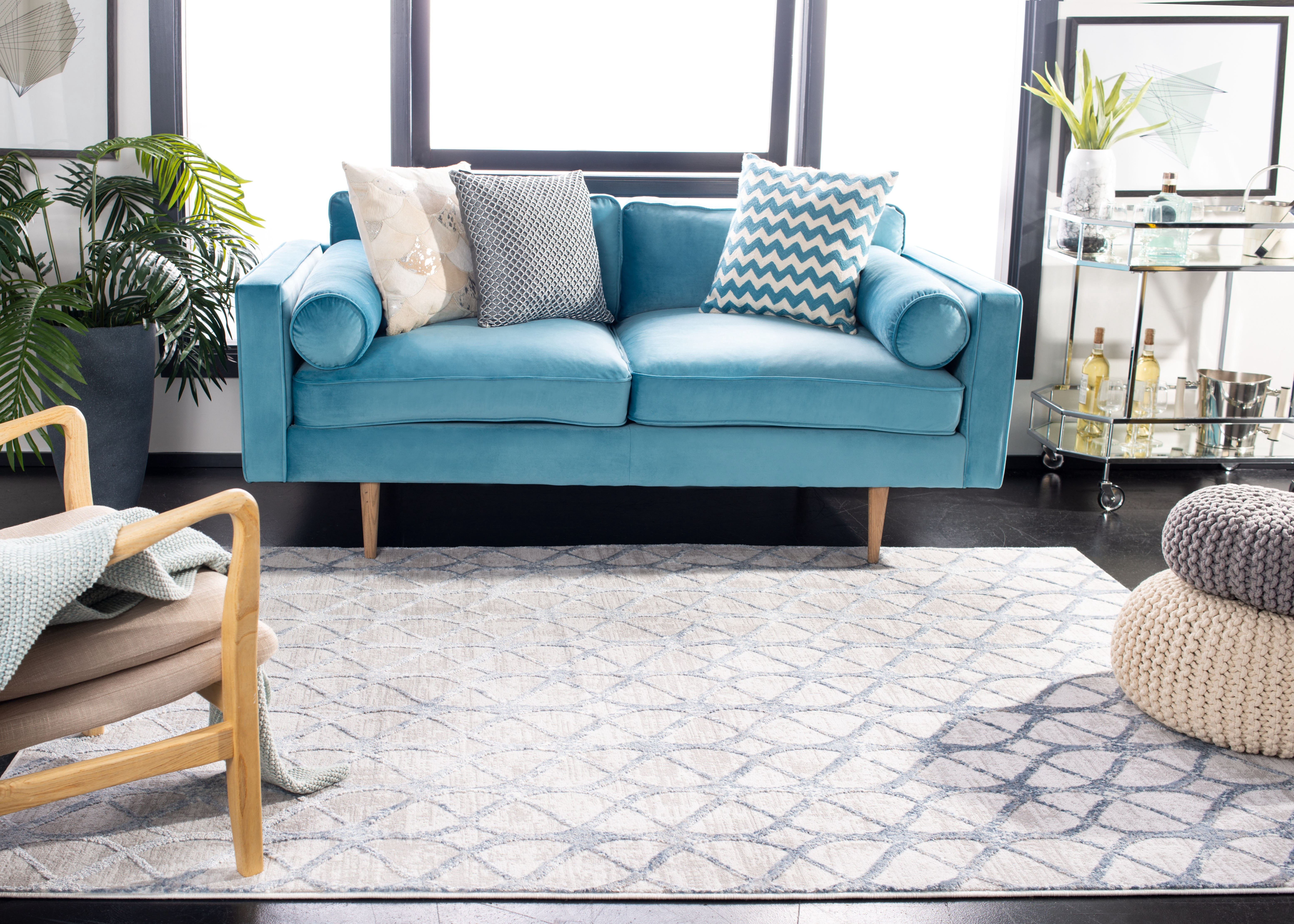 SAFAVIEH Amelia Floella Geometric Area Rug, Gray/Blue, 8' x 10'