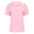 thumbnail image 3 of TODOZO Button Down Shirts for Women V Neck Collared Summer Beach Tops Summer Blouses for Women 2025 Loose Shirt Top Stand Solid Color Sleeve Collar Casual Women's Shirt Women's Shirt Pink Xxl, 3 of 8