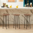 thumbnail image 3 of VECELO Bar Stools Set of 2, Industrial Wooden Bar Chairs with Metal Legs, 23.6" Counter Height Round Backless Barstools Set, Brown, 3 of 7