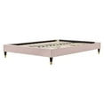 thumbnail image 3 of Platform Bed Frame, Full Size, Velvet, Pink, Modern Contemporary Urban Design, Bedroom Master Guest Suite, 3 of 7