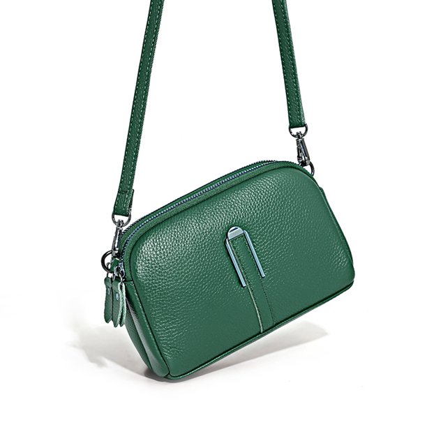 Bolsa Embragues de cuero genuino Diseñador Moda cruzados Cremallera Feminina JShteea Para Estrenar