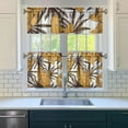 thumbnail image 3 of Kitchen Curtains 3 Piece Set with Hawaiian Palm Leaves and Colorful Tropical Flowers, 27.5x24 Inch Polyester Valance and Tier Panels, 3 of 6