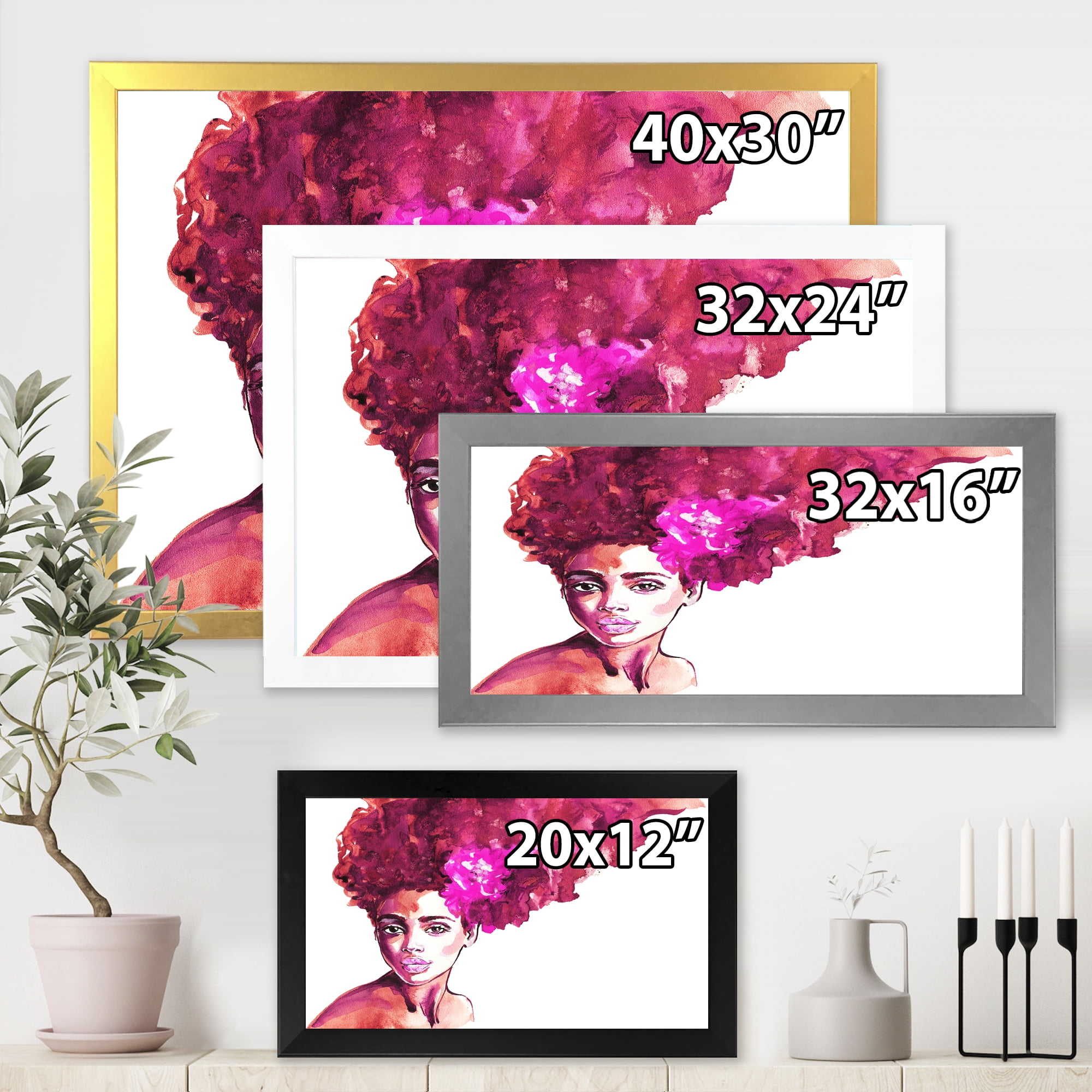 Designart 'Portrait of Afro American Woman VI' Modern Framed Art Print