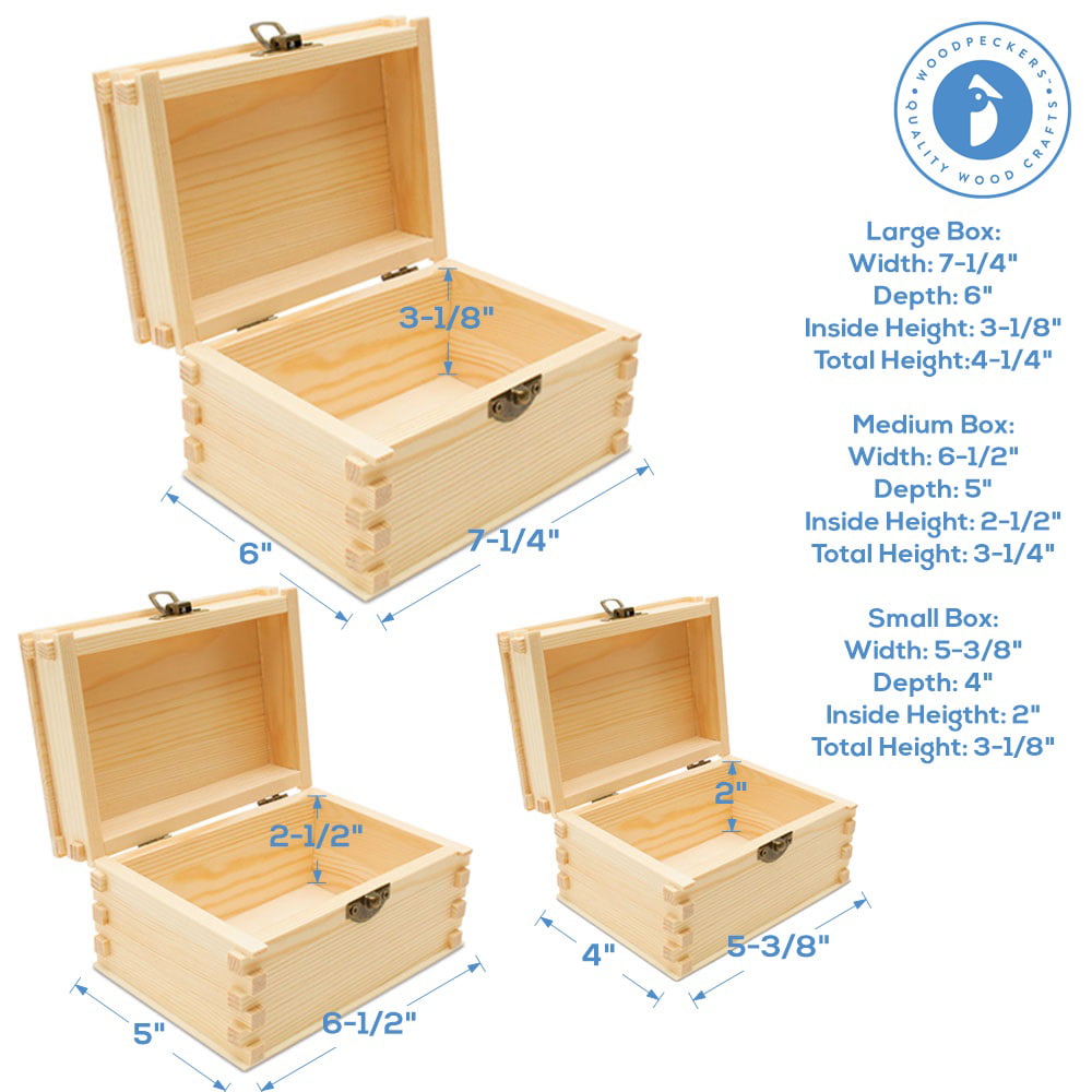 3 Pack Unfinished Wood Box, Small Wooden Boxes with Lids Stickers for DIY  Crafts, PACK - Kroger